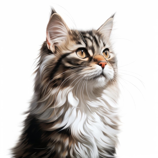 Retrato de gato Foto de stock Ilustración gráfica Pintura rápida Impresión realista