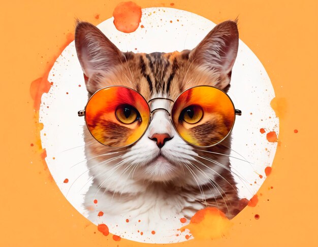 Retrato de un gato con gafas