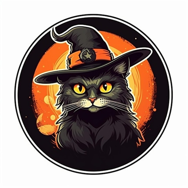 retrato de gato de halloween con traje de bruja