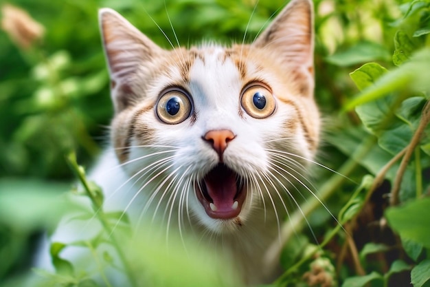 Retrato de un gato con una mirada sorprendida