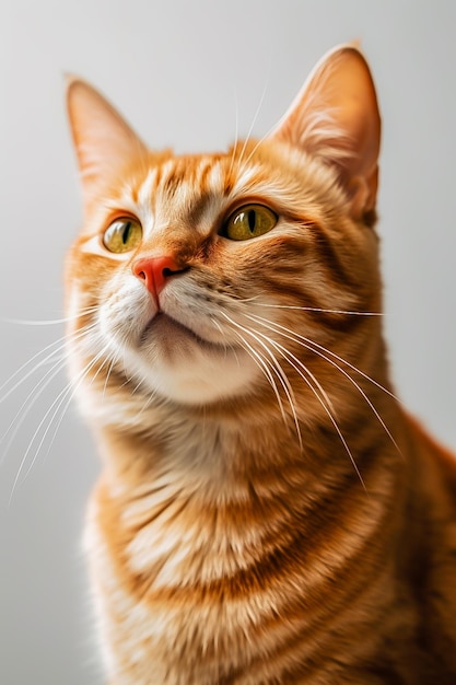 Retrato de un gato rojo sobre un fondo claro Foto vertical IA generada