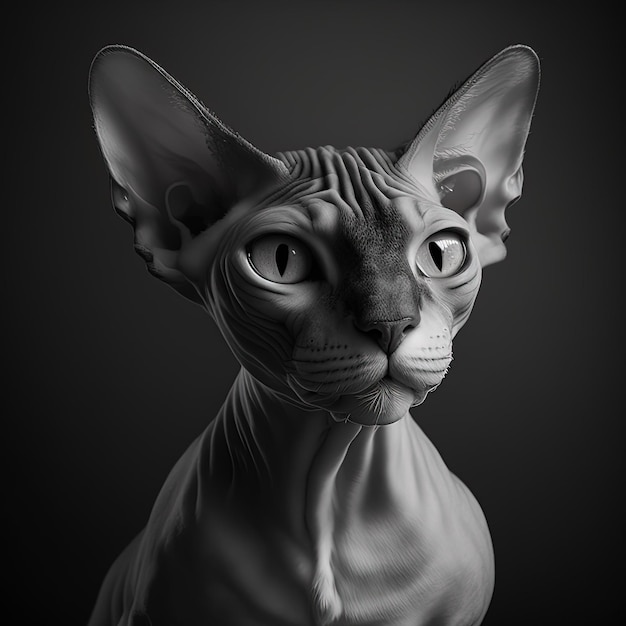 Retrato de gato Sphynx en estudio ultra realista Generativo Ai