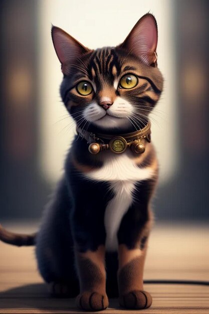Un retrato de un gato steampunk