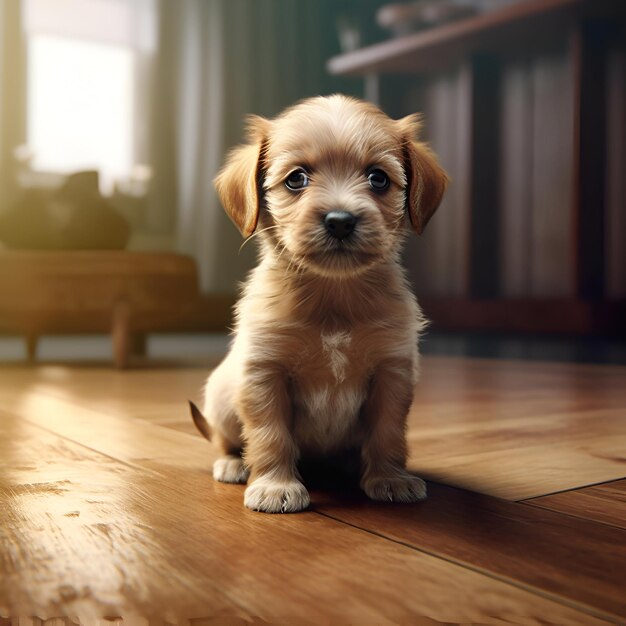 Foto retrato generado por la ia de un pequeño cachorro lindo