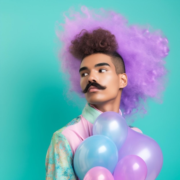 Foto retrato generativo de ai hermoso hombre negro de moda posando en el interior