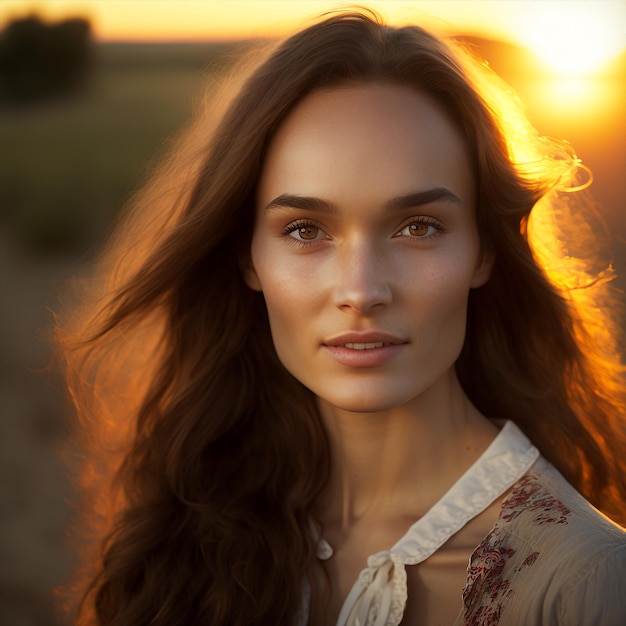 Retrato generativo ai jovem ao ar livre luz de fundo