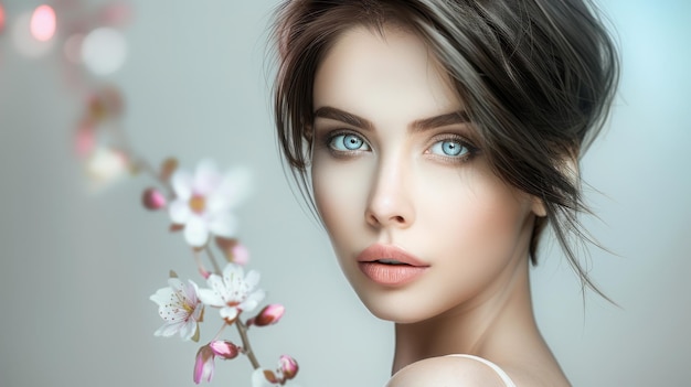 Retrato generativo de imagen de IA de una mujer joven y hermosa con peinado corto