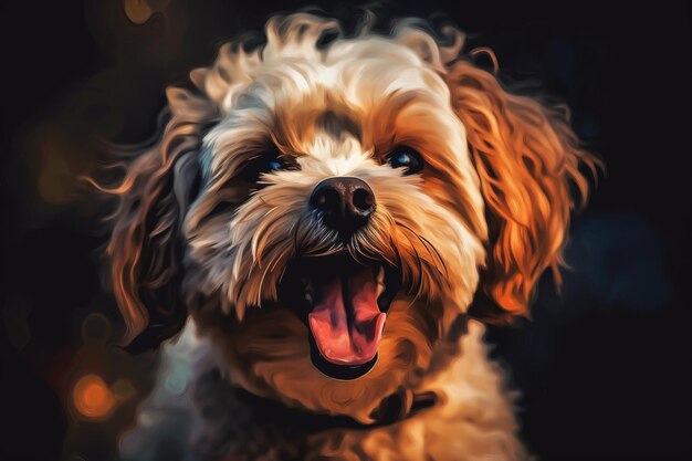 Retrato gerado por Ai da raça de cachorro affenpoo fofo feliz animado sorrindo