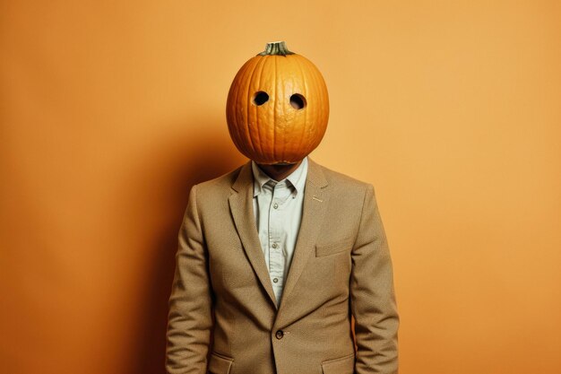 retrato gracioso de una persona enmascarada de calabaza