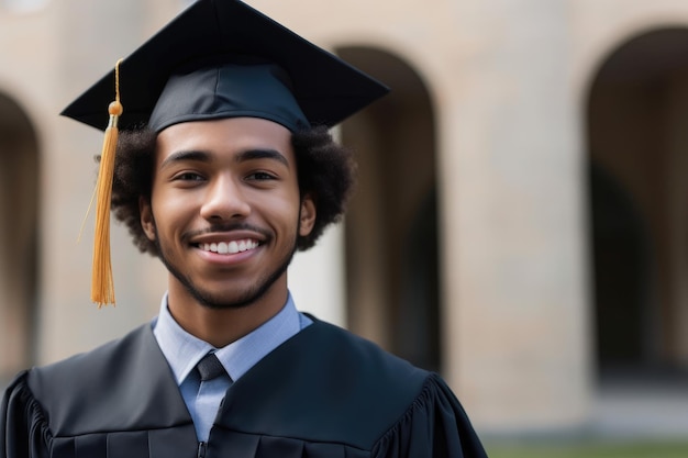 Retrato de un graduado feliz parado afuera creado con IA generativa