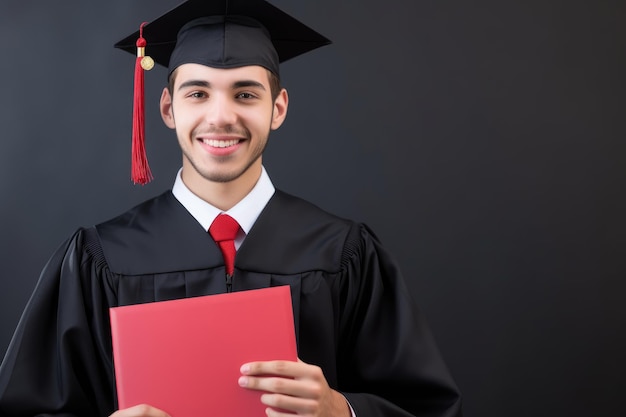 Retrato de un graduado feliz sosteniendo su diploma y sonriendo creado con ai generativo