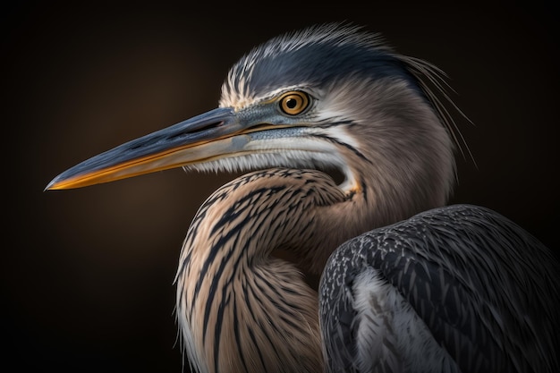 Retrato de una gran garza azul Ardea herodias IA generativa