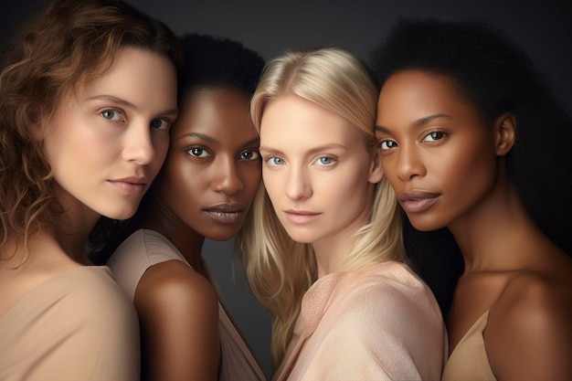 Retrato de un grupo diverso de mujeres hermosas
