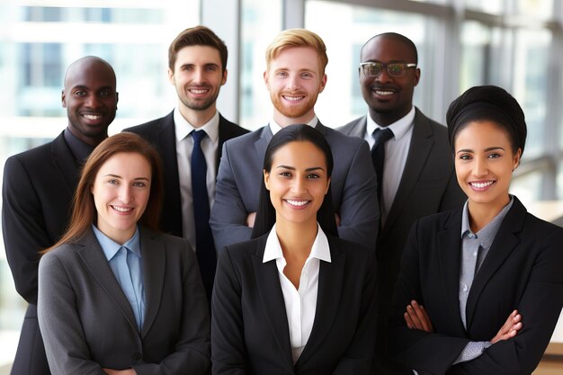 Retrato de un grupo de hombres de negocios de pie en una fila