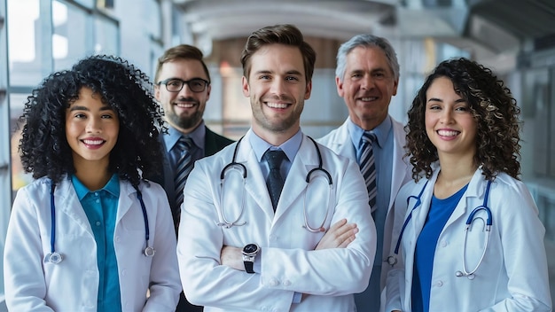 Retrato de un grupo de médicos sonrientes