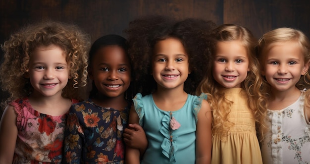 Retrato de un grupo de niños lindos de diferentes nacionalidades IA generativa