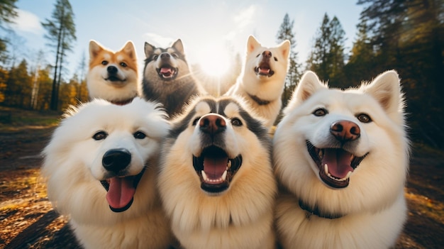 Foto retrato de un grupo de perros