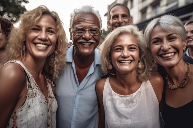 Retrato de un grupo de personas felices en un evento creado con IA generativa