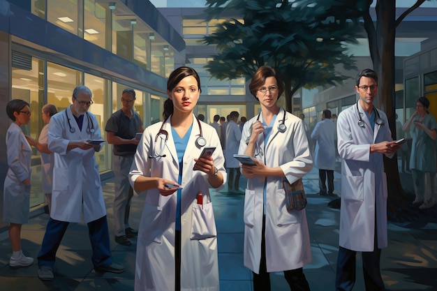 Retrato de grupo unificado de enfermeras IA generativa