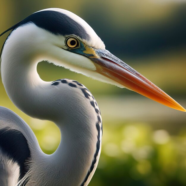 retrato de Grus grus sobre un fondo de hierba verde