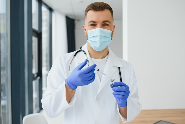 retrato, de, un, guapo, joven, doctor