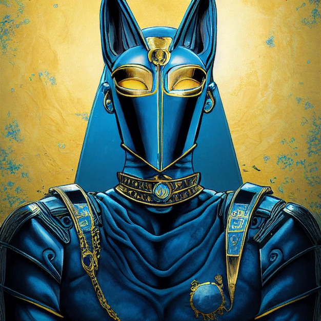 retrato, de, guerrero, en, armadura, y, casco