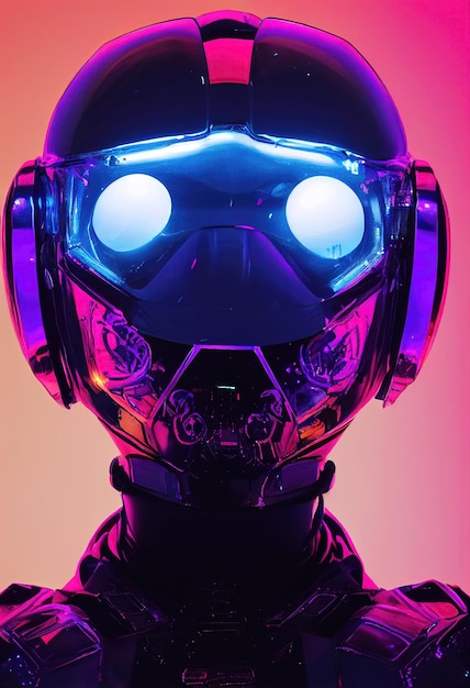 Retrato de un guerrero cyberpunk de ciencia ficción del futuro