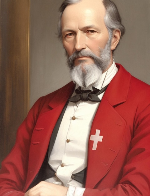 Foto retrato de henry dunant, padre de la cruz roja