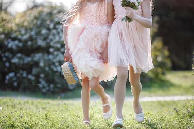 retrato de hermanas felices al aire libre