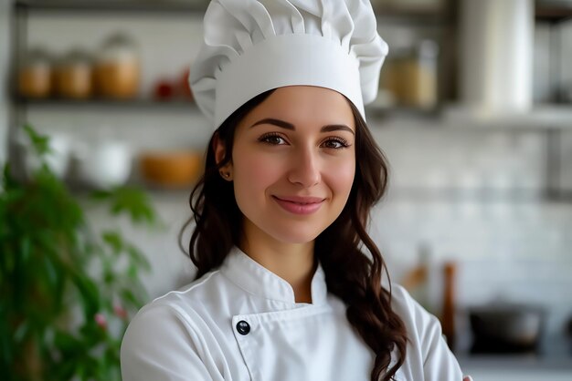 El retrato de una hermosa chef