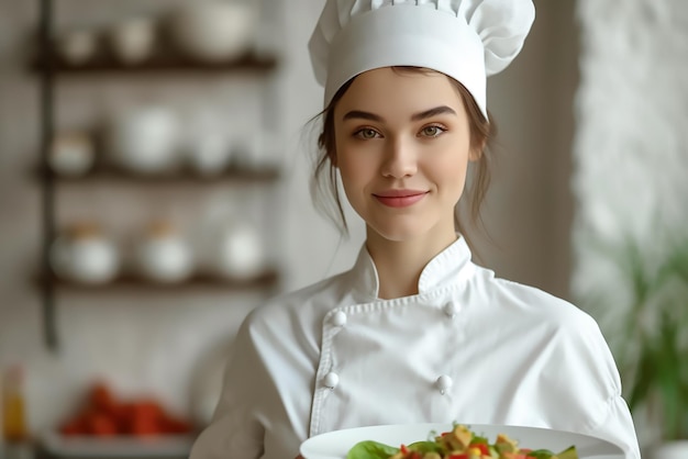 El retrato de una hermosa chef