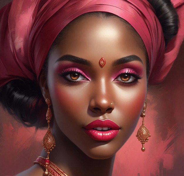 Retrato de una hermosa chica africana maquillaje