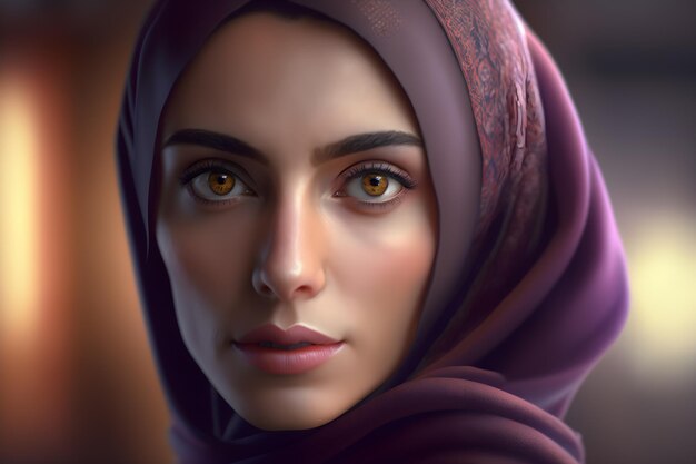 Retrato de una hermosa chica con hiyab generativo ai