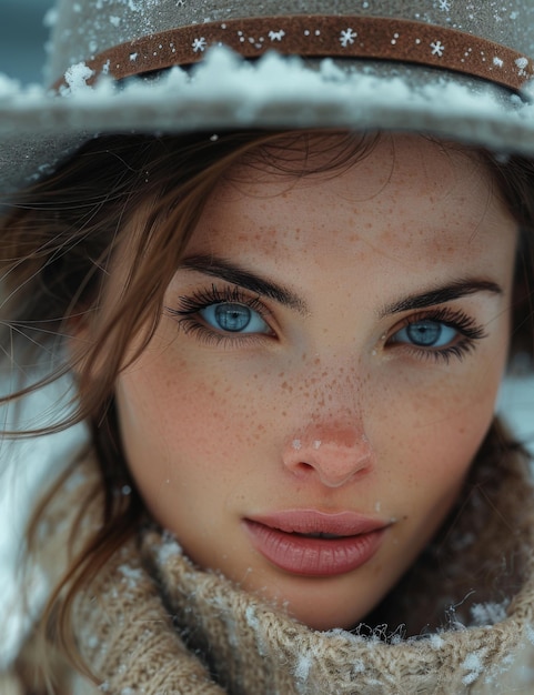 retrato de una hermosa chica sexy con ropa de invierno en la nieve