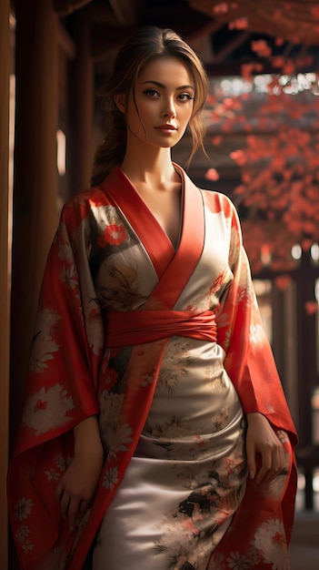 Retrato de hermosa geisha japonesa AI generativa