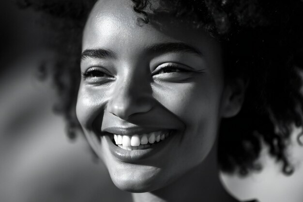 Retrato de una hermosa joven afroamericana sonriendo