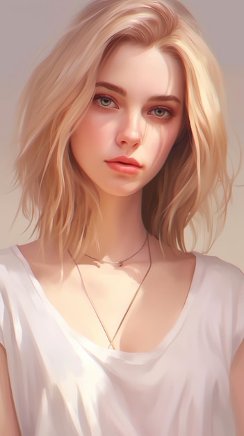 Retrato de una hermosa joven con cabello largo y maquillaje