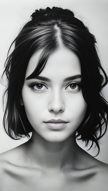 Retrato de una hermosa joven foto de estudio en blanco y negro