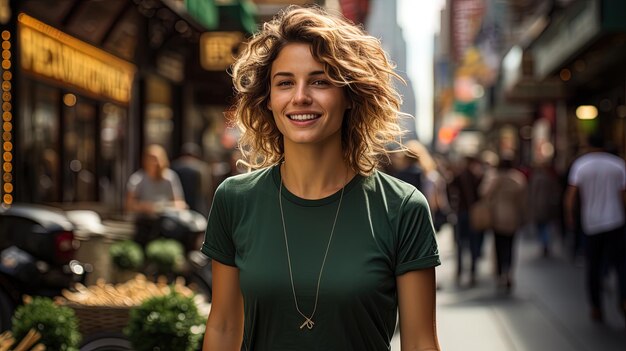 Retrato de una hermosa joven moderna con una gran sonrisa