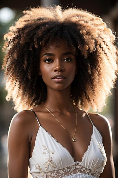 retrato de una hermosa joven de origen afroamericano