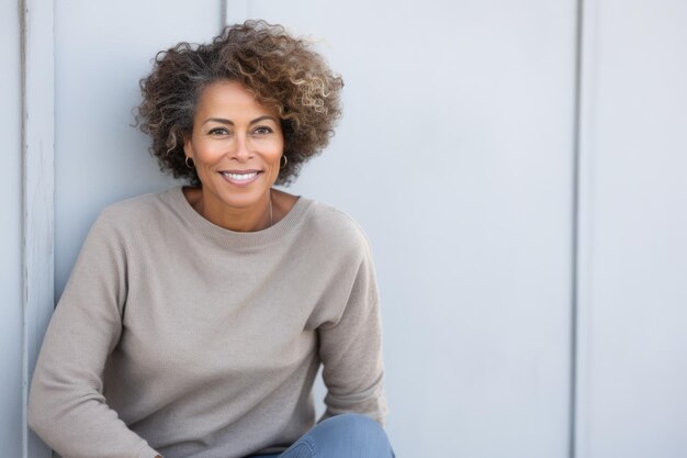 Retrato de una hermosa mujer afroamericana de mediana edad