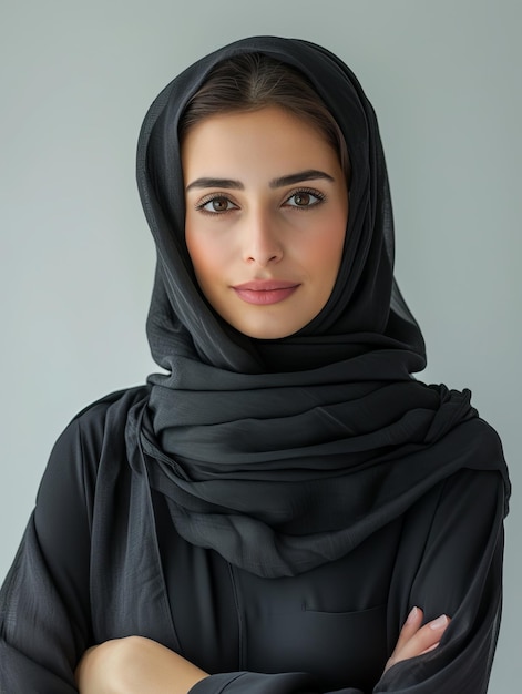 retrato de una hermosa mujer árabe saudí con hijab generativo ai