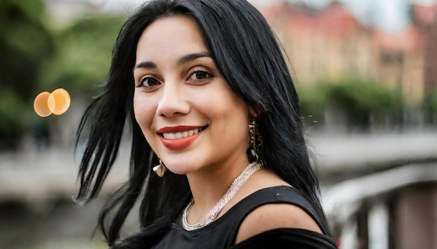 retrato de una hermosa mujer centroamericana en la ciudad del caribe