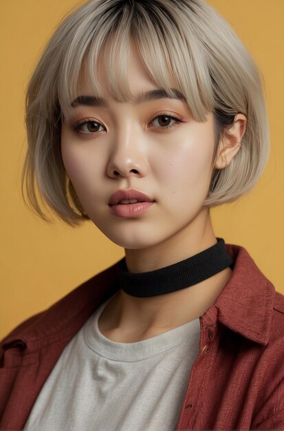 Foto retrato de una hermosa mujer coreana