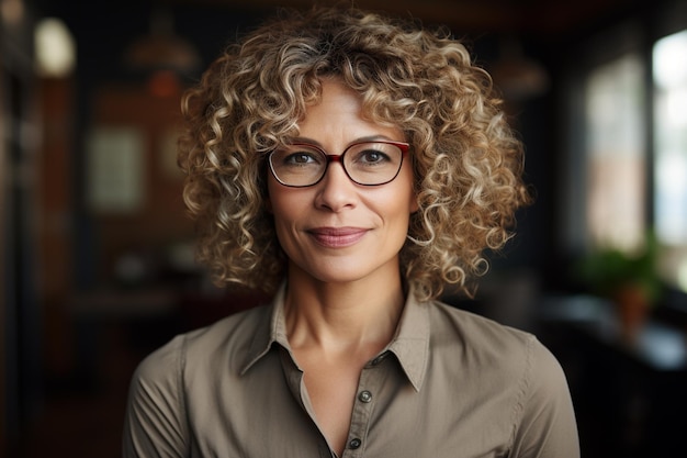 Retrato de una hermosa mujer de mediana edad