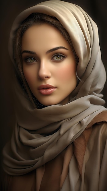 Retrato hermosa mujer musulmana con hijab IA generativa