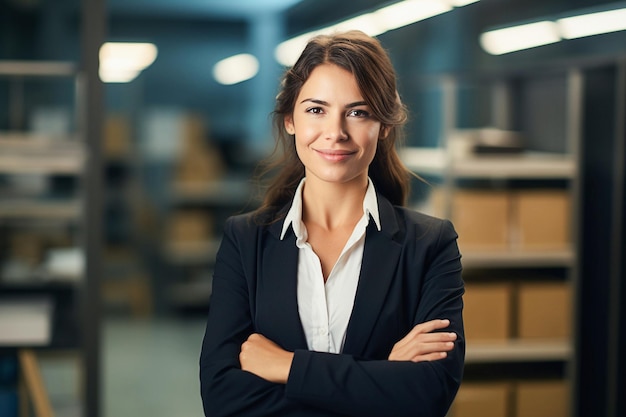 Retrato de una hermosa mujer de negocios en su oficina