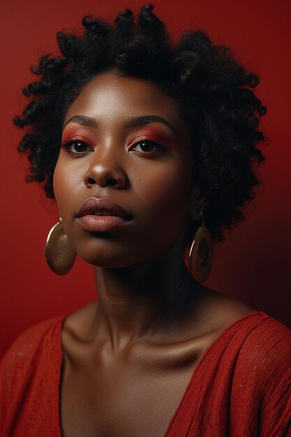 Foto retrato de una hermosa mujer negra