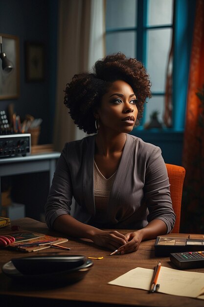 Foto retrato de una hermosa mujer negra