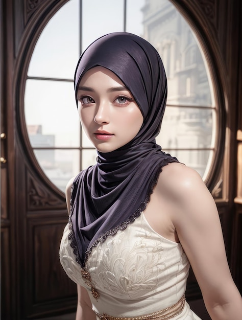 Retrato de una hermosa mujer sexy con el hijab